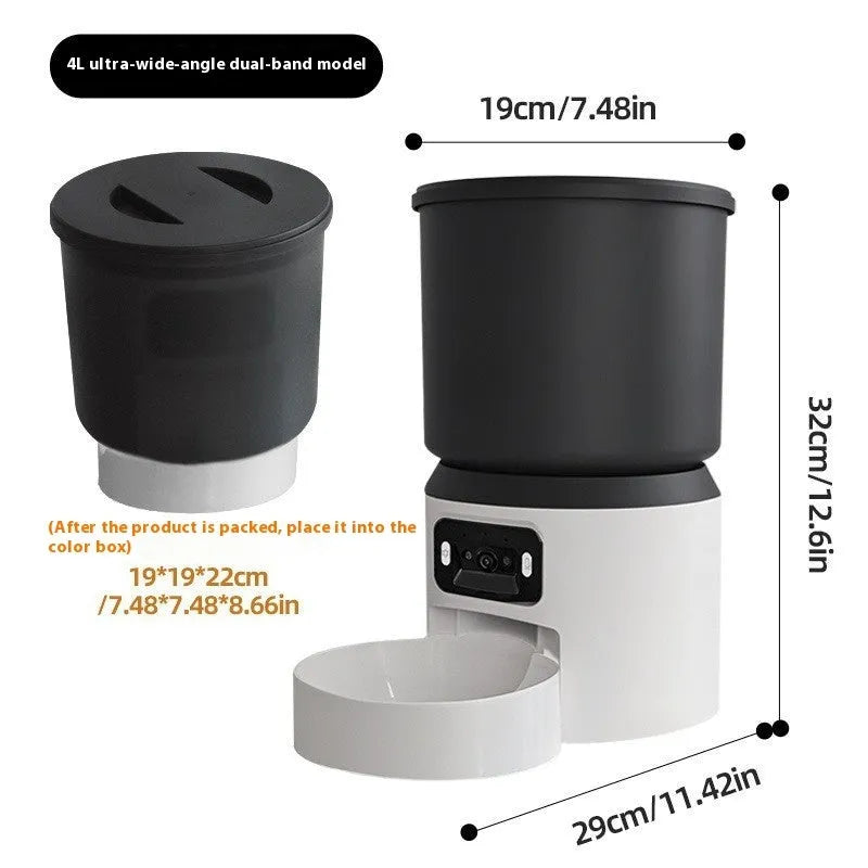 4L smart pet feeder with wifi remote control and optional video monitoring camera