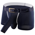 Men's solid colour ice silk boxers in mid-waist design showing grey, black, green, blue colour options