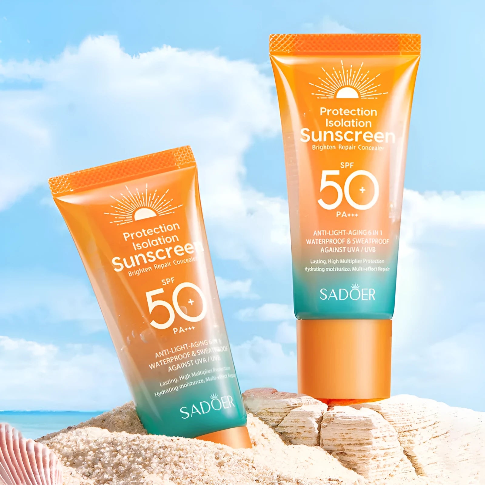 Double tube multi-effect repair isolation sunscreen 50g with makeup primer function