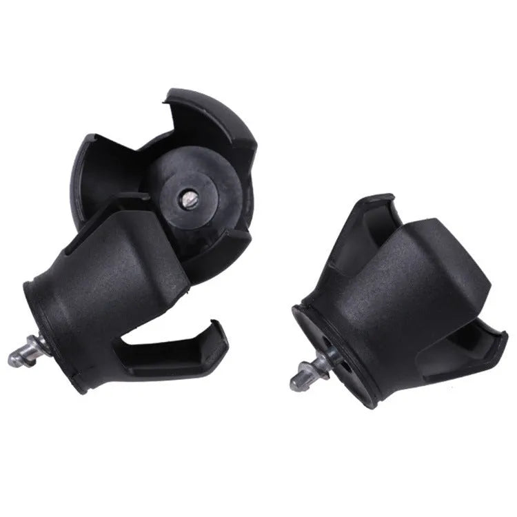 Black golf ball picking device with clip attachment showing putter-compatible seat design
