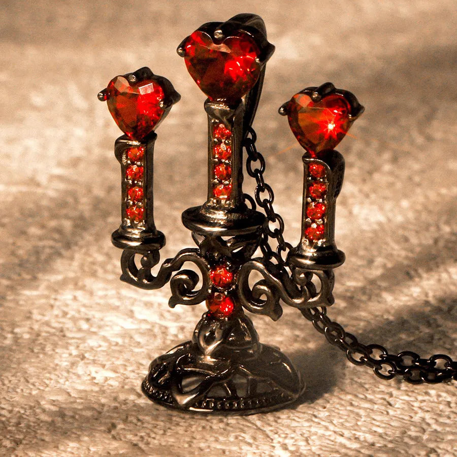 Gothic retro hollow candlestick clavicle chain necklace with cross chain design