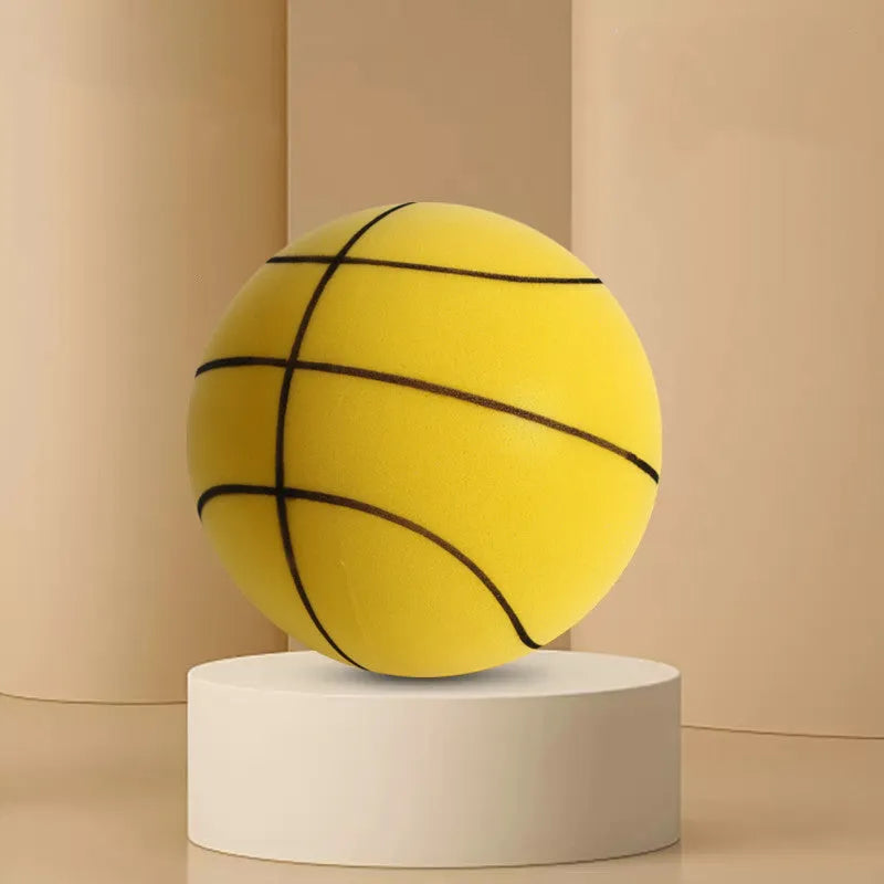 Assorted bright coloured silent high-density PU foam basketballs for indoor children's sports play.