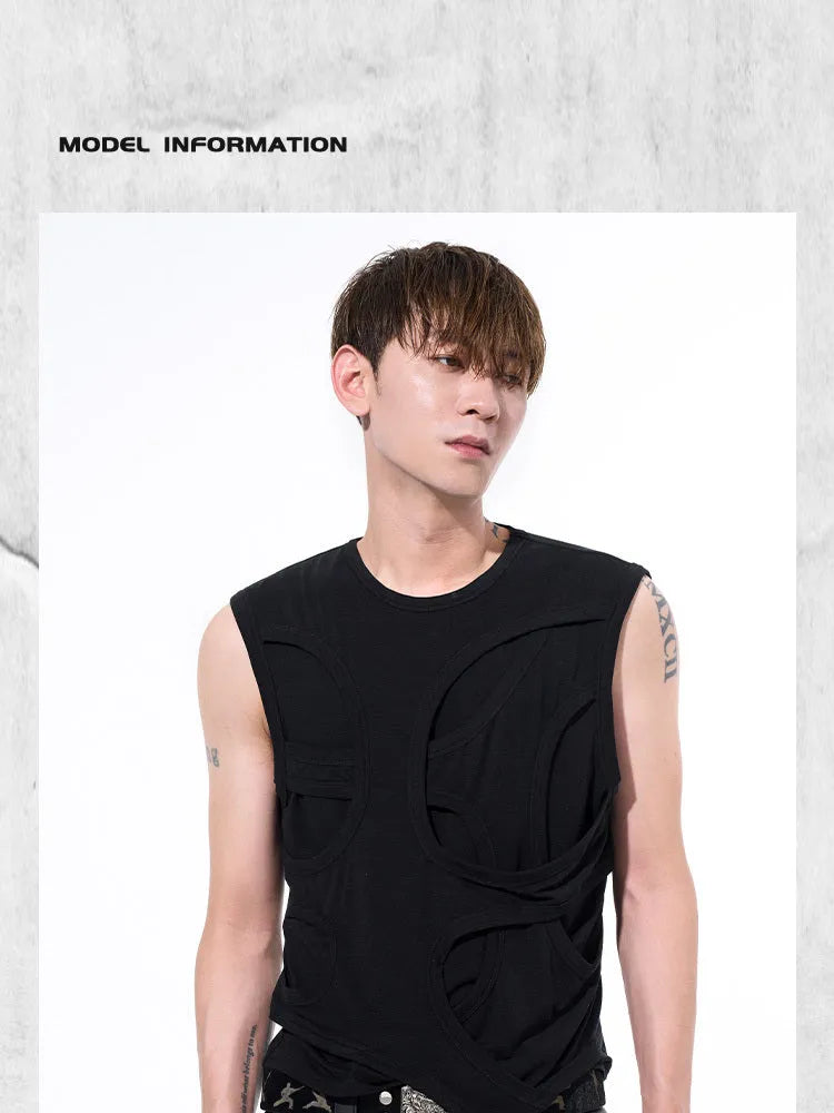 Men's solid colour Lyocell summer vest in black or grey with round neck