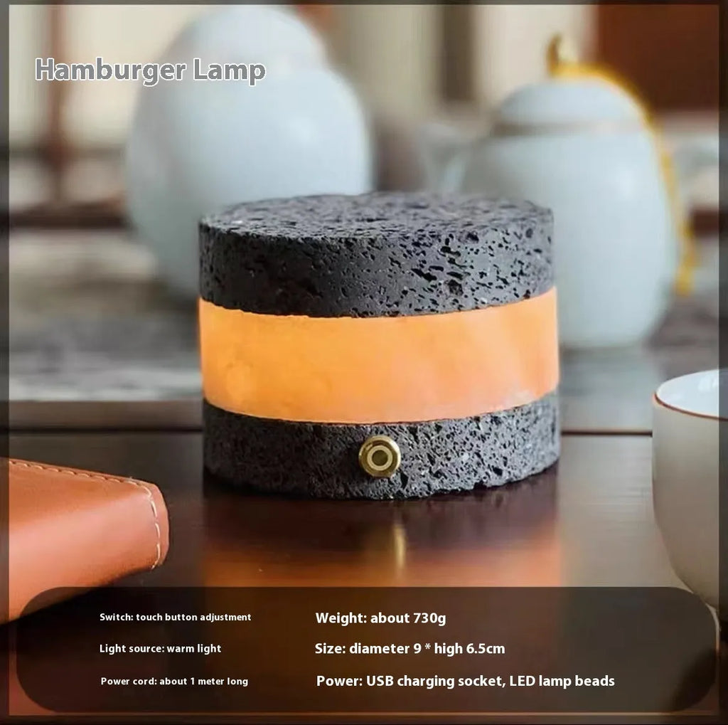 Orange volcanic rock USB night lamp with essential oil diffuser and dimming control