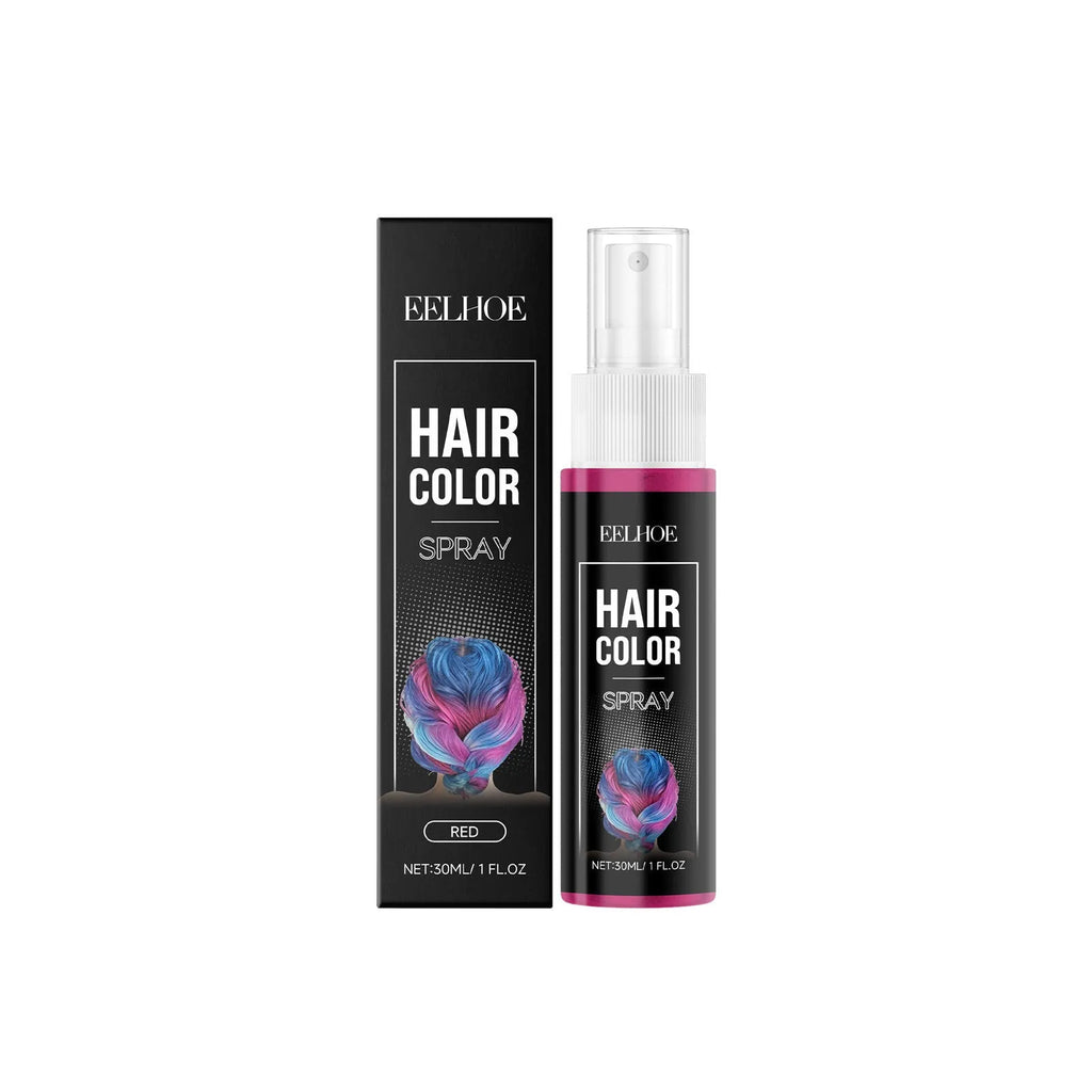 Red temporary hair spray in a 30ml can with water-based formula for party colour