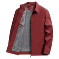 Men's loose-fit solid colour polo collar casual jacket with side seam pockets