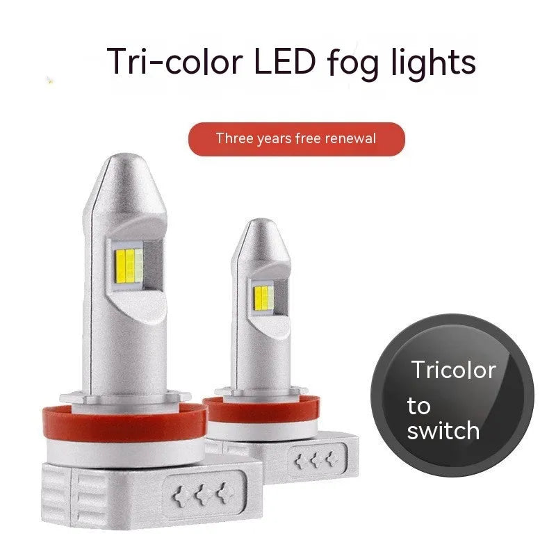 Universal LED fog lamp bulb with aluminium housing on a white background.