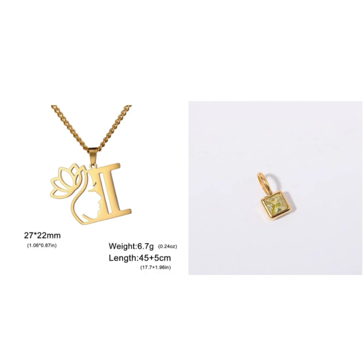 Stainless steel cross chain necklace with electroplated finish shown in gold and silver colour options