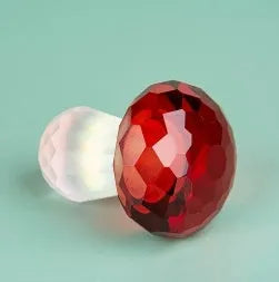 Crystal mushroom decorative ornament in four colour options measuring 40 by 53 millimetres