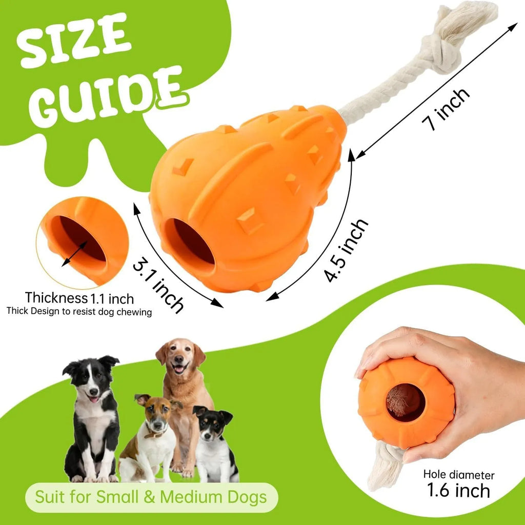 Natural rubber stuffable dog toy 30 cm long with treat dispensing hole for small medium breeds