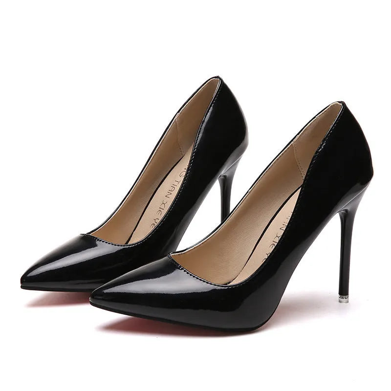 Women's nude stiletto high heels with pointed toe and 8cm+ heel height