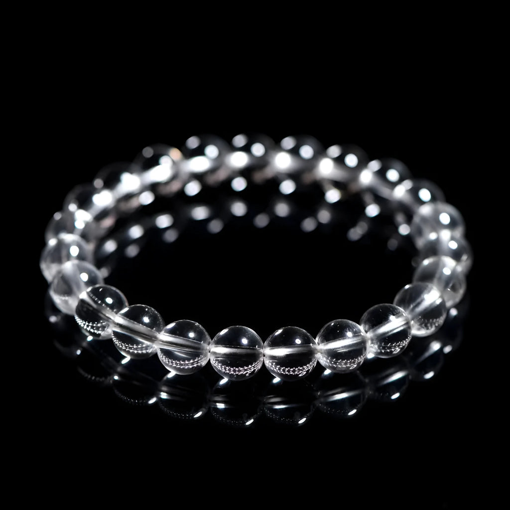 Natural crystal bracelet with Donghai old materials white water round beads in old mine white crystal colour
