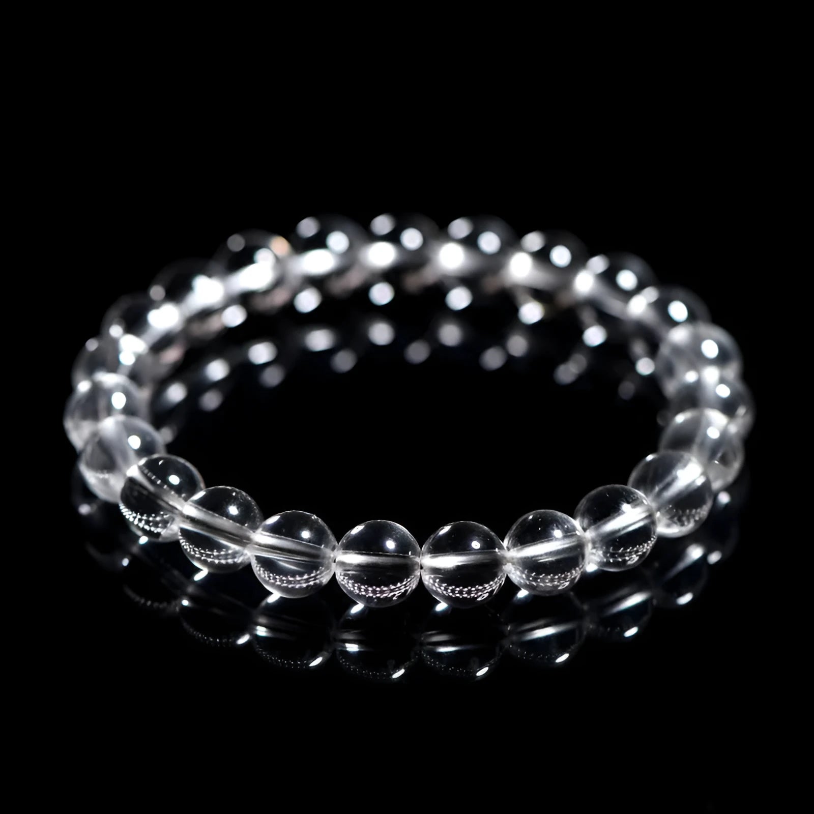 Natural crystal bracelet with Donghai old materials white water round beads in old mine white crystal colour