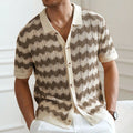 Short sleeve yellow sweater with corrugated jacquard texture and flocking detail on Tencel viscose fabric