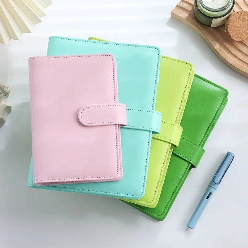 A5 PU leather notebook binder with zipper closure in solid colour options