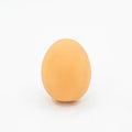 Egg-shaped dog toy with textured surface for tooth cleaning and sound feature
