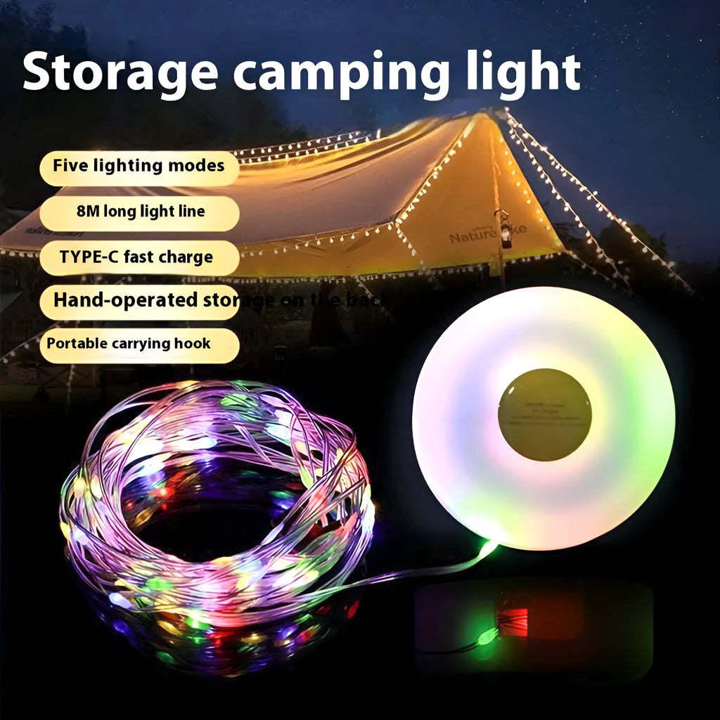 Rechargeable outdoor LED string light with 30 beads along 8 metres cable
