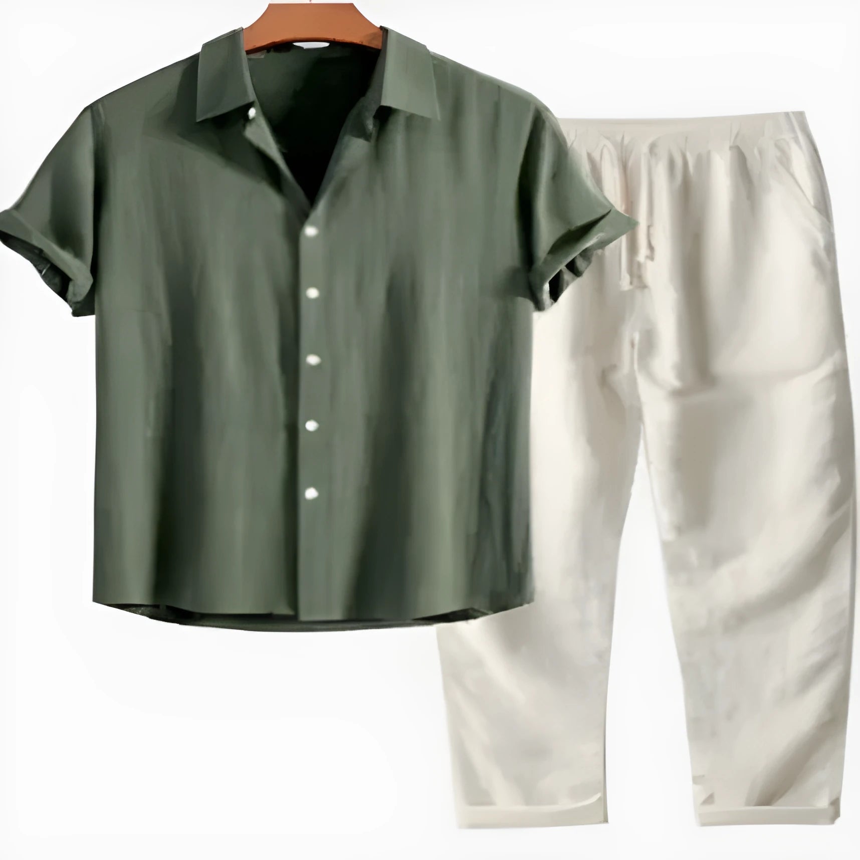 Men's floral print polyester shirt with matching pants in slim fit cardigan style