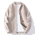 Men's striped sweater cardigan jacket in straight cut with chemical fibre blend fabric