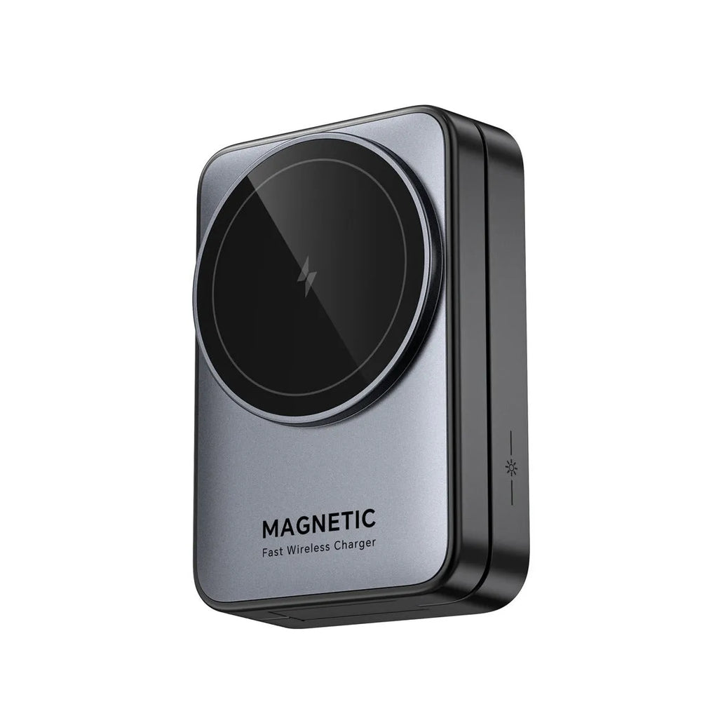 Folding magnetic three-in-one wireless charger in white ABS PC with phone watch and earbuds charging positions