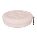 Portable dog food and water bowl shown in light pink and green, available in two-colour or single-colour design and S or L sizes.