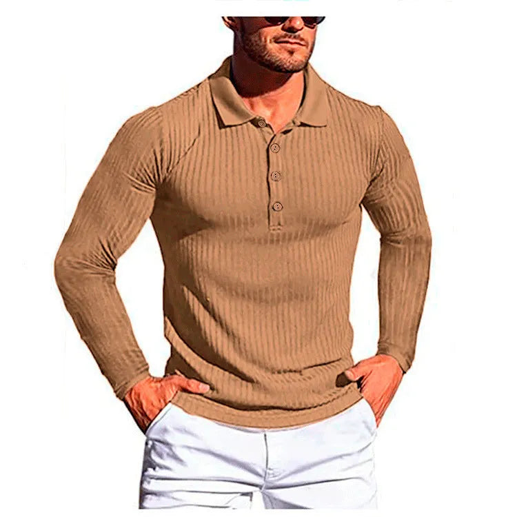 Men's striped high elastic slim knit bottoming shirt with short sleeves in loose fit