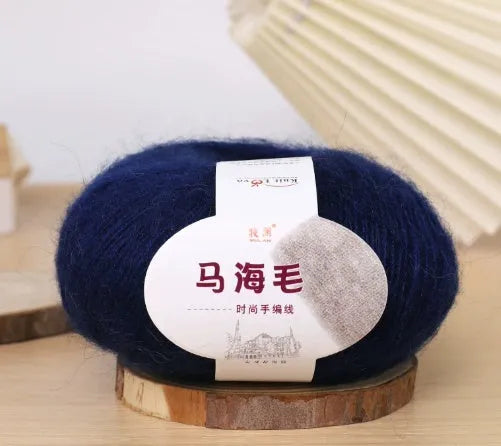 Mohair wool ball for DIY scarf knitting in assorted colours on white background