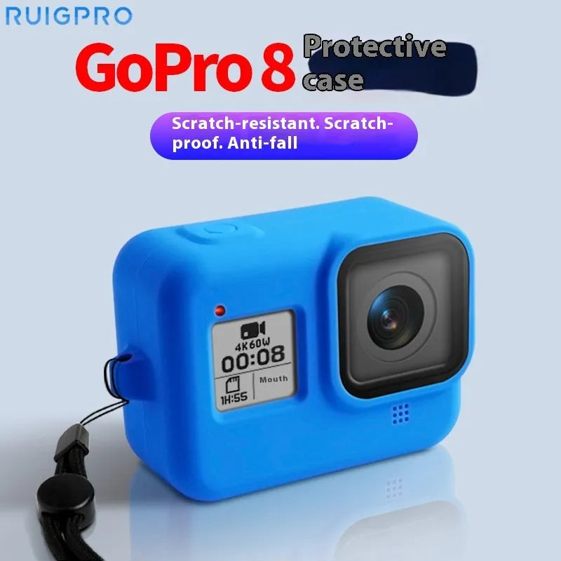 GoPro Hero8 Black protective sleeve and anti-lost strap accessory kit in silicone with multiple colour options