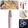 Gold plated eyebrow trimmer pen with LED light and micro precision head for painless brow shaping
