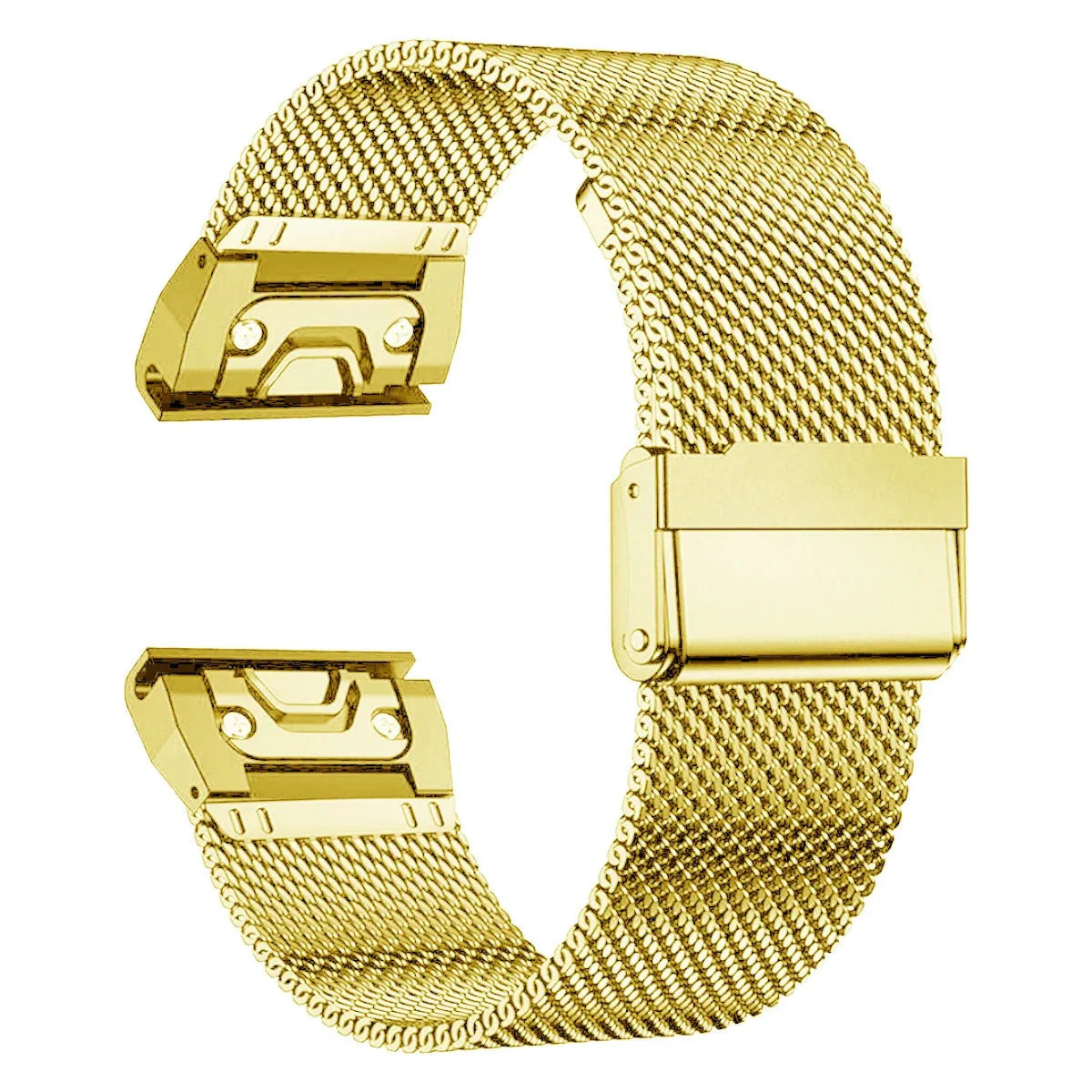 Stainless steel replacement watch strap for Garmin Fenix smartwatch in silver, black, gold, and rose gold colour options.
