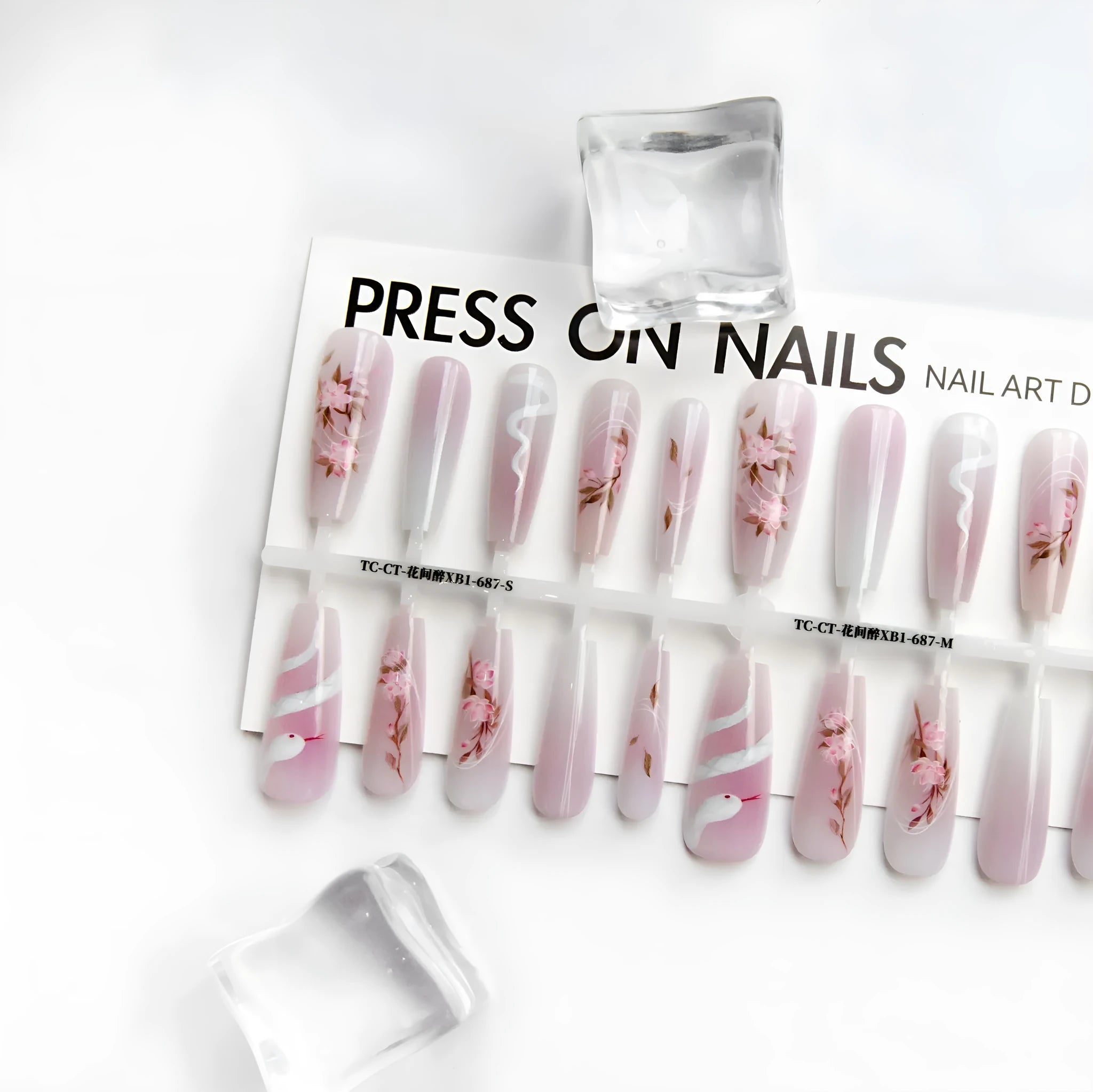 Retro ultra-thin seamless nail tips 40 pieces Drunk Flower XB1-687 long ladder for ladies