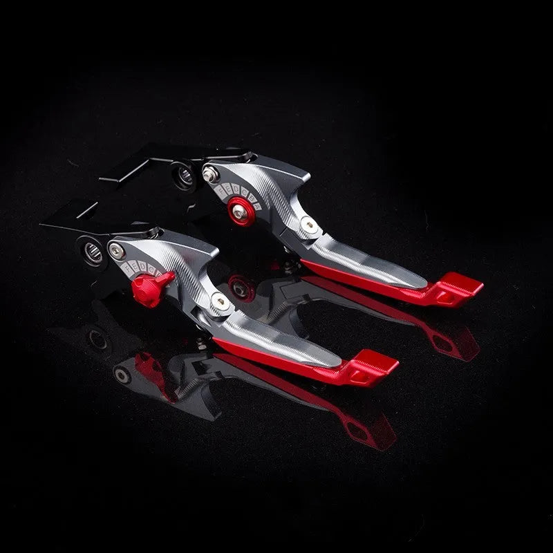 Adjustable anodised aluminium horn handle motorcycle clutch lever in multiple colour options