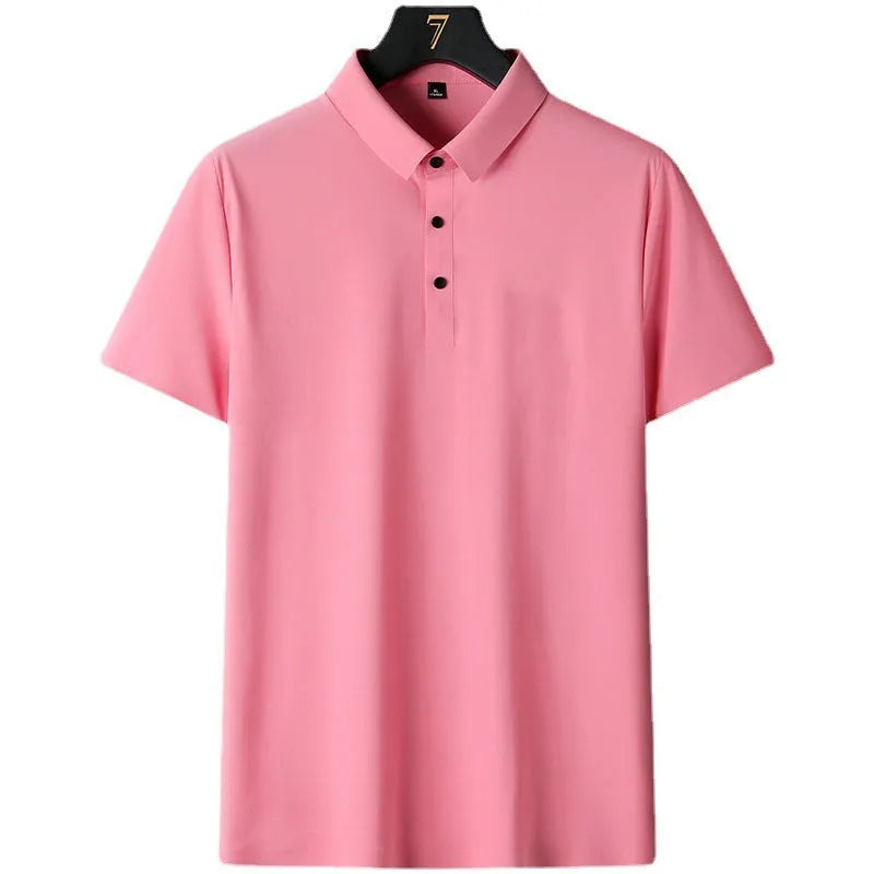 Non-ironing solid colour men's short sleeve business casual shirt on a hanger