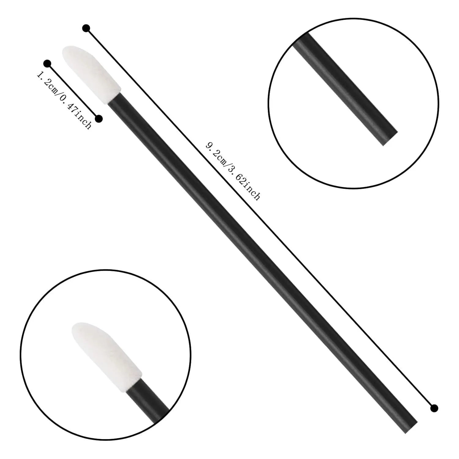 Pack of disposable lip brush wands with flocked brush tips and coloured handles.