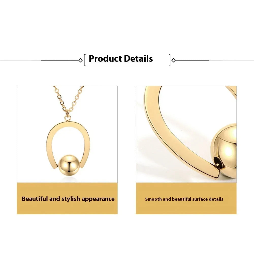 Stainless steel bead chain necklace with geometric cross pendant in gold or silver electroplated finish