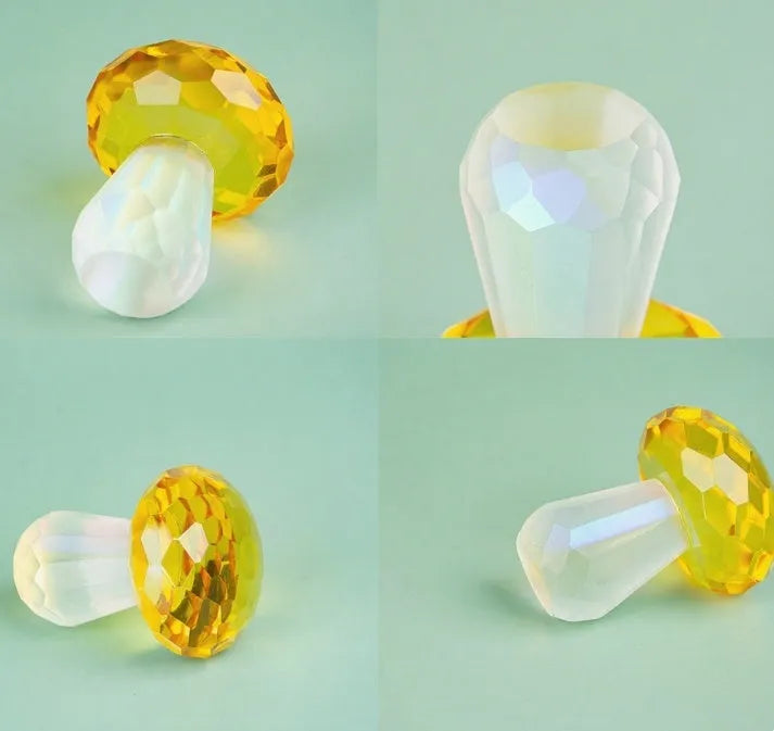 Crystal mushroom decorative ornament in four colour options measuring 40 by 53 millimetres