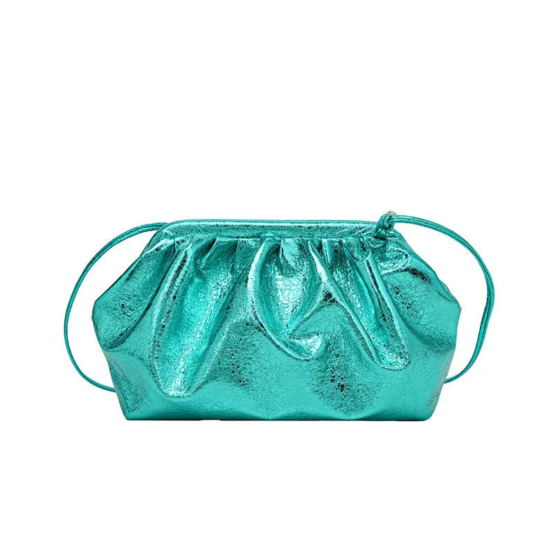 Women's shell-shaped PU leather crossbody bag with multiple internal compartments in rose red colour