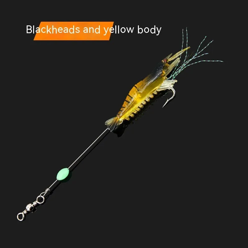 Luer soft fishing lure with pre-attached hook in six colour variations including luminous and transparent options