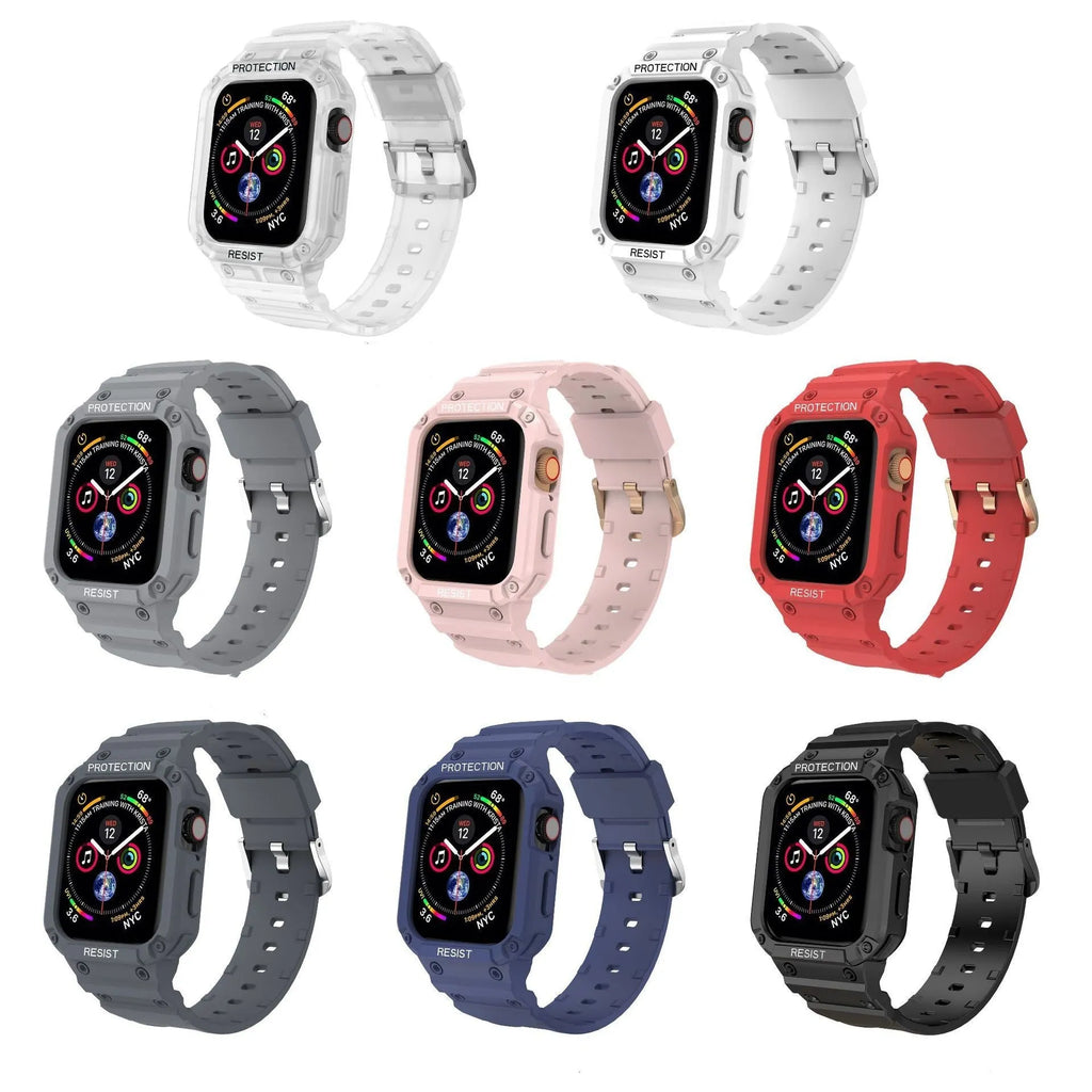 Soft sport TPU strap for Apple Watch Series 8 in multiple colours with 38mm and 42mm size options.