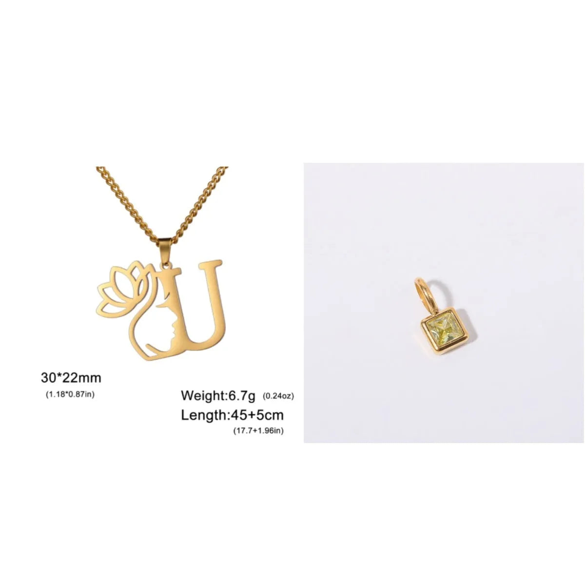 Stainless steel cross chain necklace with electroplated finish shown in gold and silver colour options