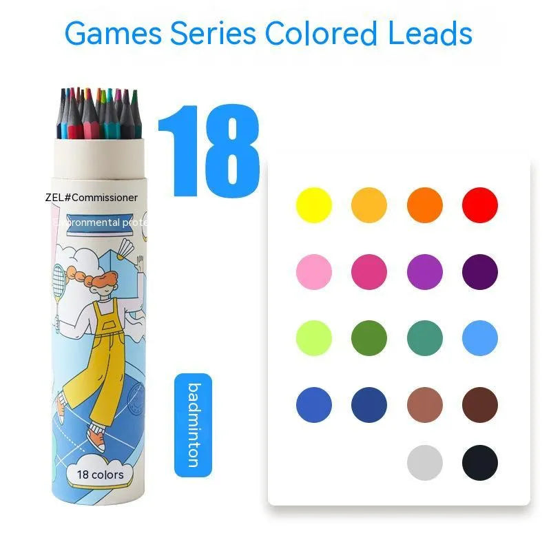 Zhenglin Sports Series colour pencil set with paper barrel in 24 or 36 colour options.