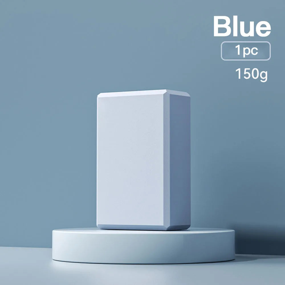 High-density EVA yoga block with textured ridges in solid colour