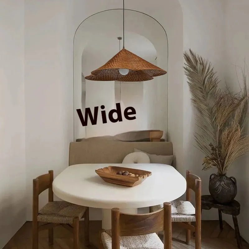 Silent Style rattan-weaved ceiling lamp with woven texture and soft light glow.