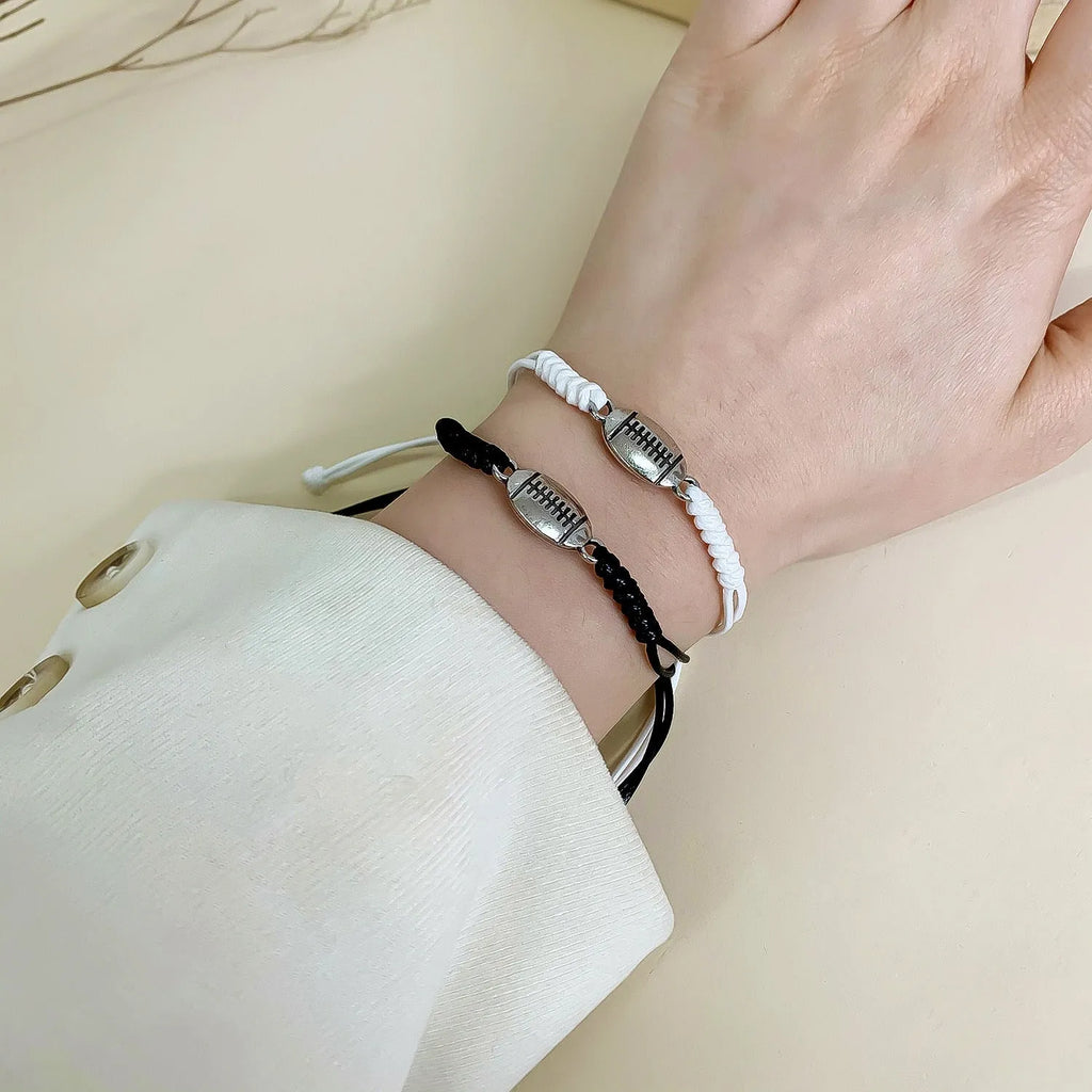Set of two alloy geometric square bracelets with basketball pattern and electroplated finish