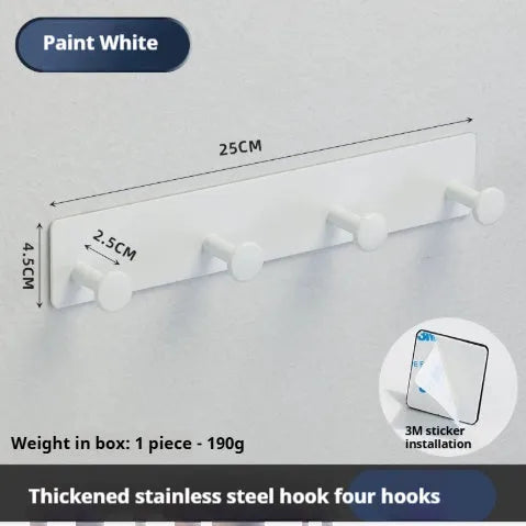 Screwless iron wall hook with mushroom design in three sizes for shower doors, with black and white tape options.