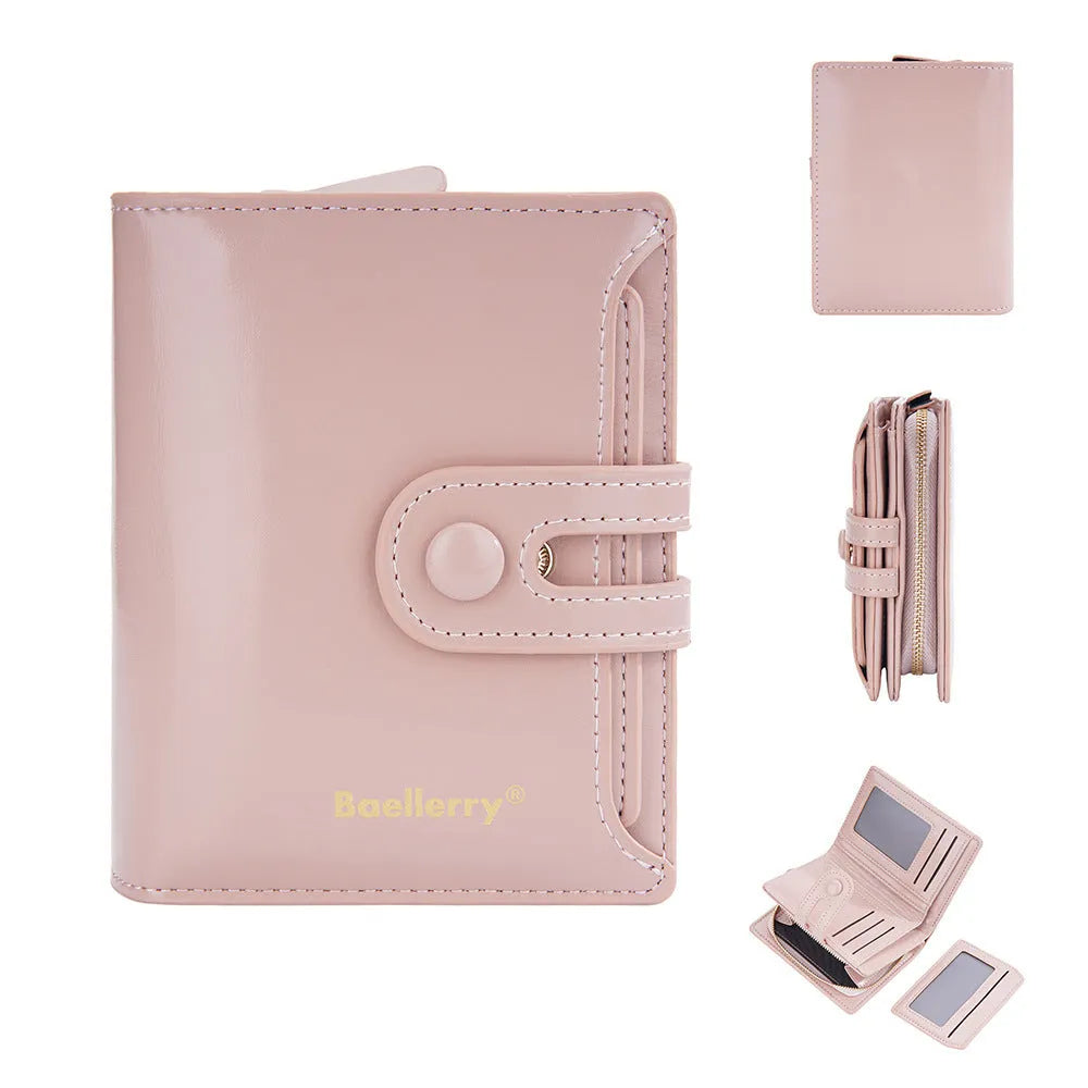 Women's PU leather card holder wallet in various colours showing polyester lining