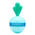 Blue durable rubber treat dispensing dog toy ball for medium large dogs