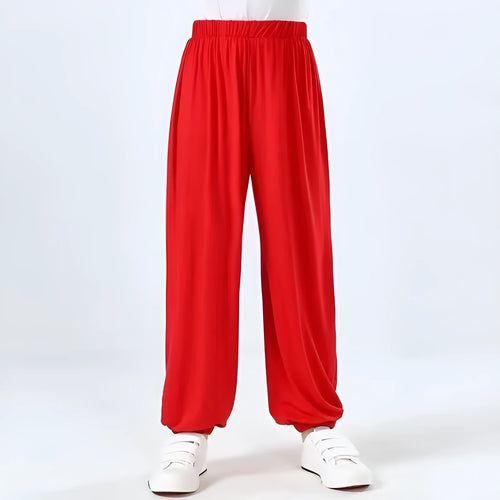 Children's black high elasticity Lycra practice pants for Sanda martial arts training