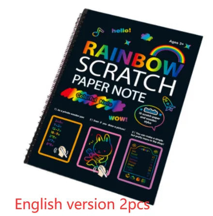 Large format children's scratch art paper with colourful patterns for DIY scraping painting