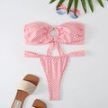 Women's floral printed tube top ring bikini set with backless design and high elasticity fabric